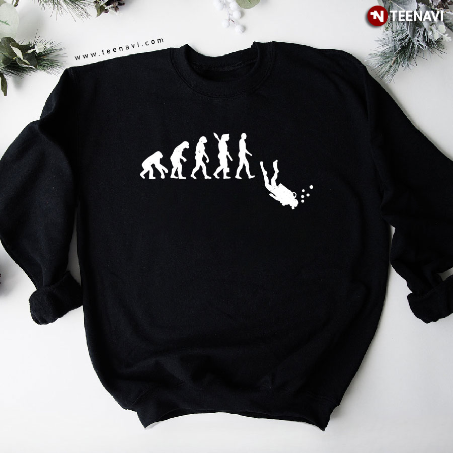 Human Evolution Ape Scuba Diving Scuba Diver Sweatshirt