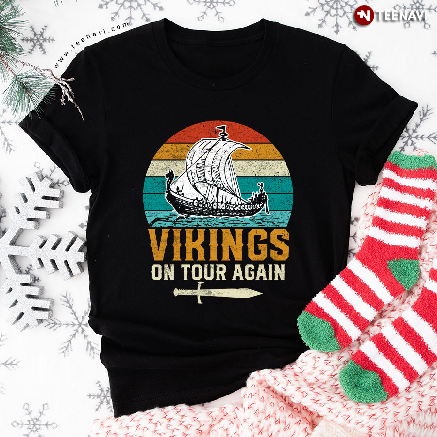 Vikings On Tour Again Viking Ship Norse Mythology Vintage T-Shirt