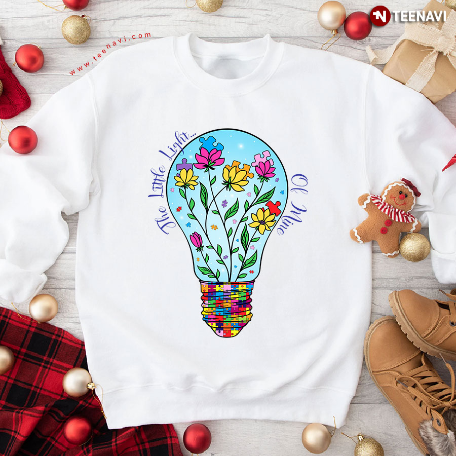 The Little Light Of Mine Light Bulb Flower Autism Puzzle Piece Sweatshirt