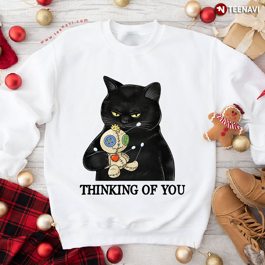 Thinking Of You Black Cat And Voodoo Doll Sweatshirt