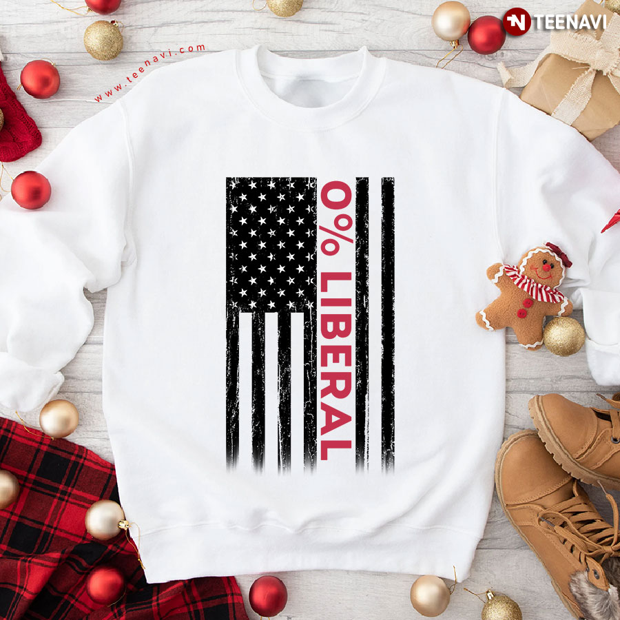 0% Liberal American Flag Anti-Democrat Political Sweatshirt