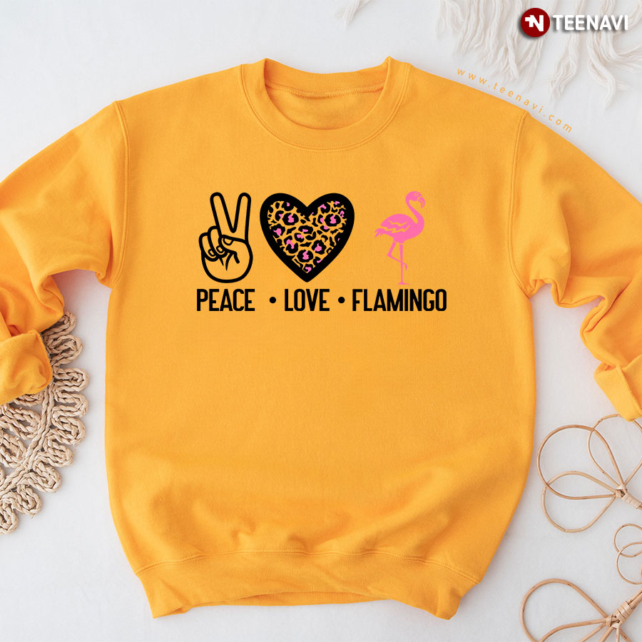 Peace Love Flamingo Leopard Heart Sweatshirt