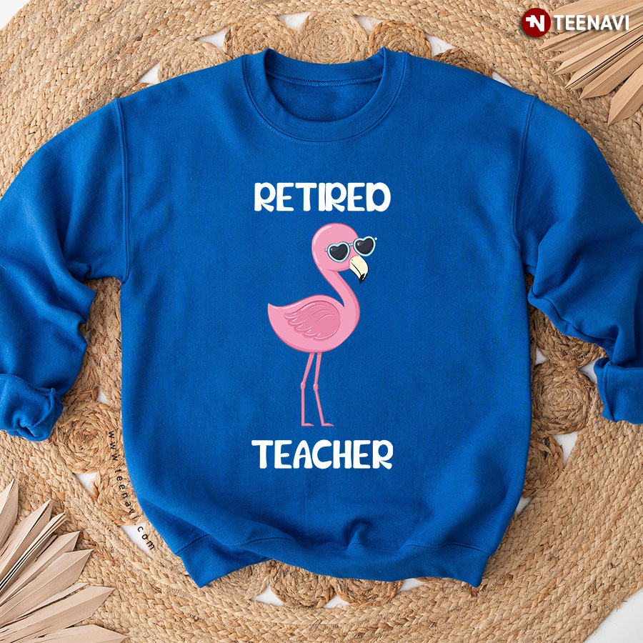 Retired Teacher Cool Flamingo With Glasses Sweatshirt