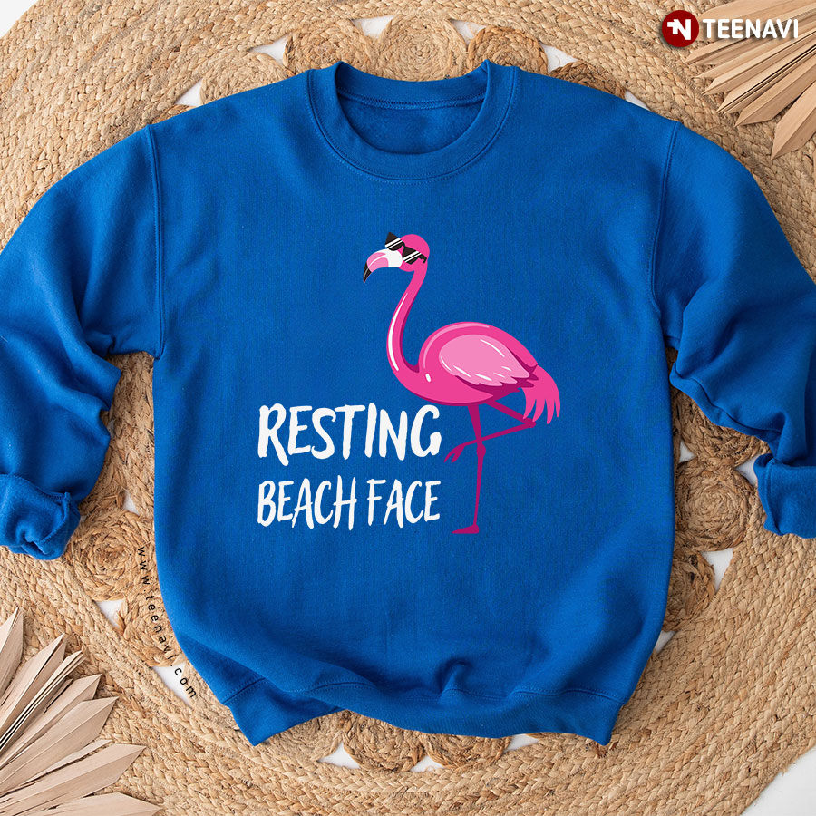 Resting Beach Face Funny Flamingo With Glasses Sweatshirt
