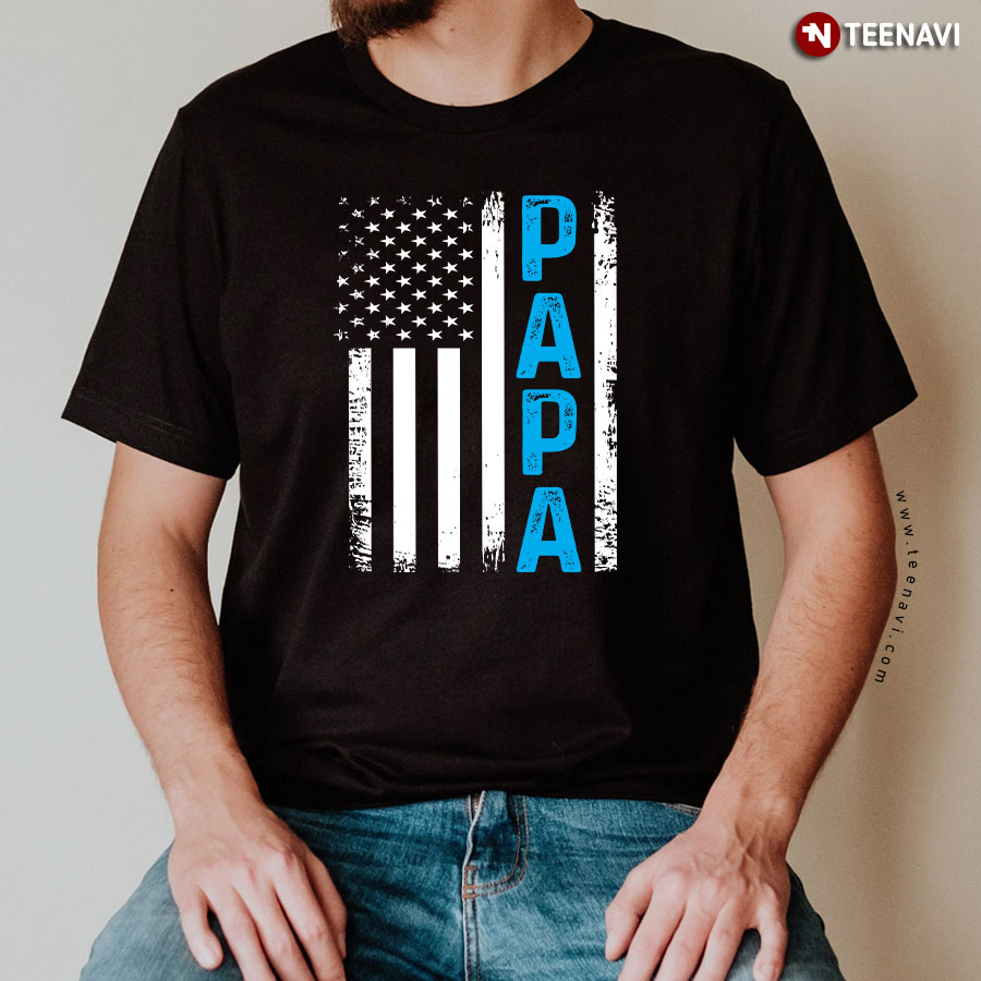 Papa American Flag Patriotic Father's Day T-Shirt