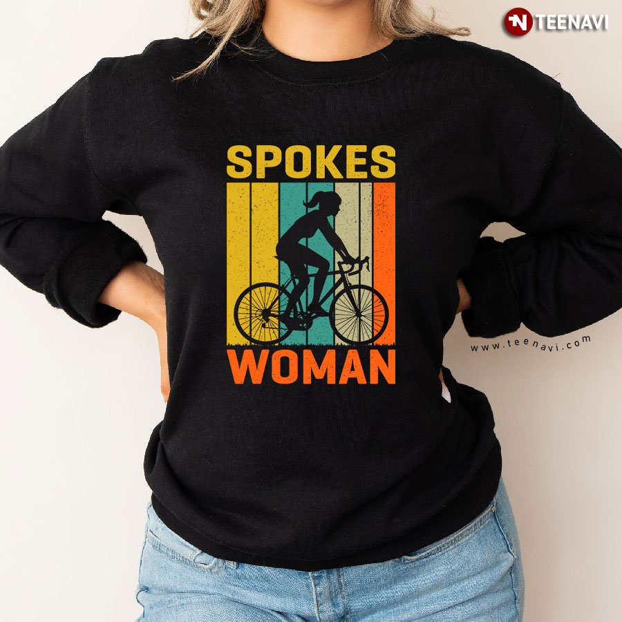 Spokes Woman Riding Bike Cycling Vintage Sweatshirt