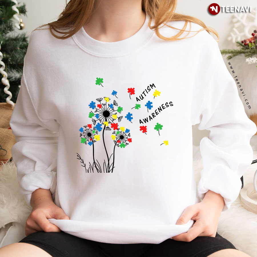 Autism Awareness Dandelion Autism Puzzle Piece Sweatshirt