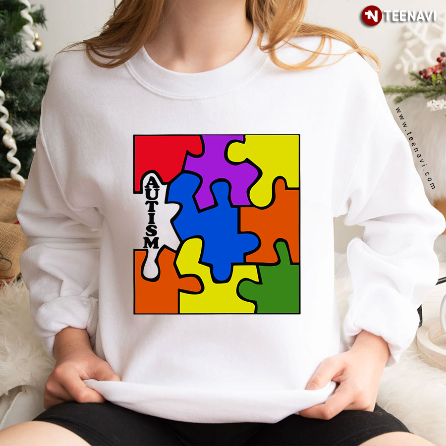 Autism Colorful Puzzle Pieces Awareness Sweatshirt