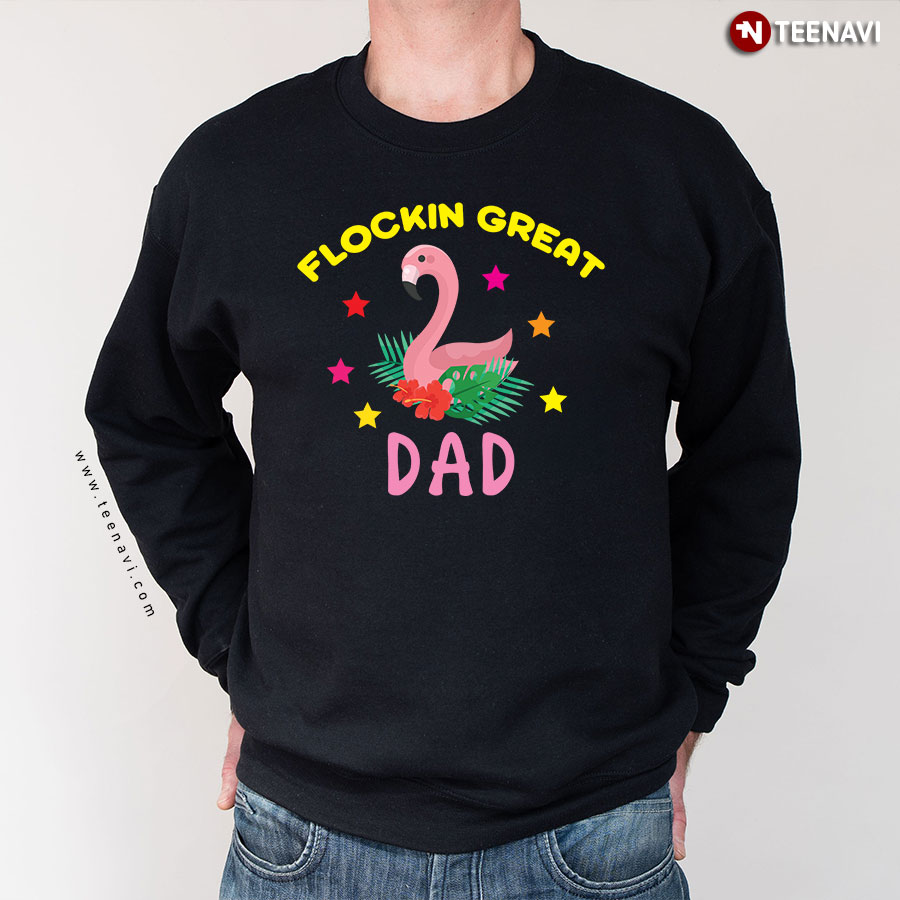 Flockin Great Dad Flamingo Matching Family Sweatshirt
