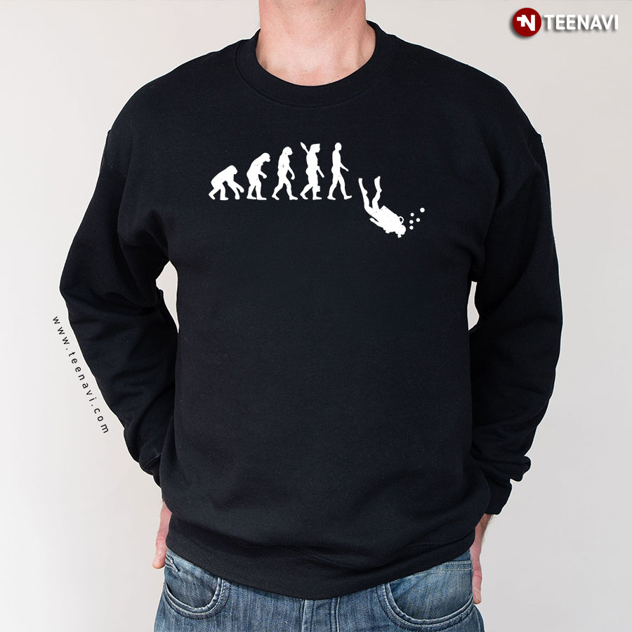 Human Evolution Ape Scuba Diving Scuba Diver Sweatshirt