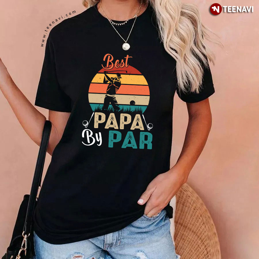 Best Papa By Par Golf Dad Father's Day Vintage T-Shirt