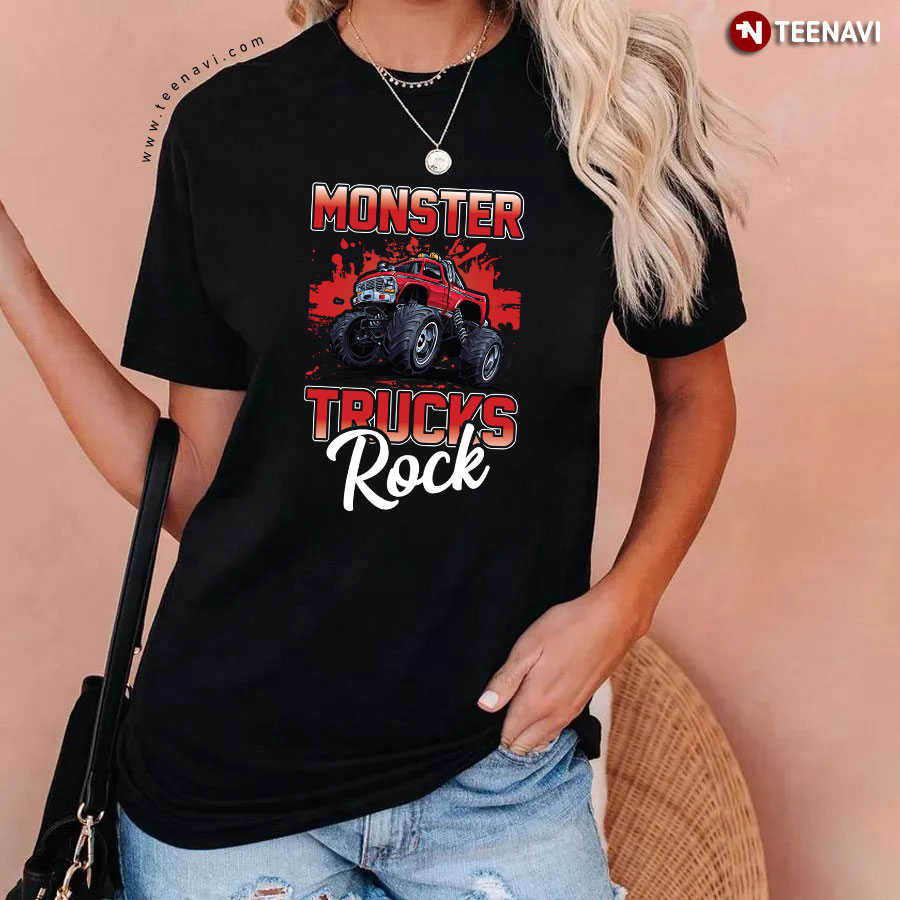 Monster Trucks Rock Red Off Road Car Trucker T-Shirt
