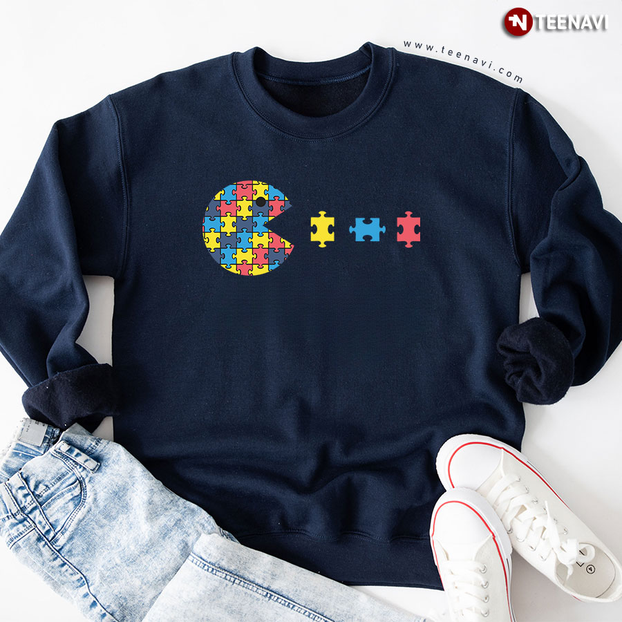 Pac-man Autism Puzzle Piece Autism Awareness Sweatshirt