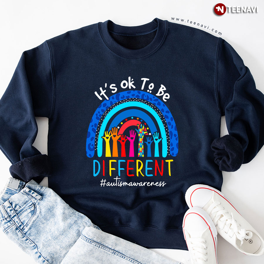 It's Ok To Be Different Autism Awareness Rainbow Leopard Sweatshirt