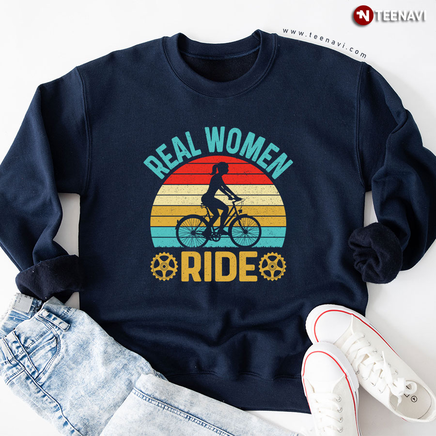 Real Women Ride Cycling Cyclist Vintage Sweatshirt