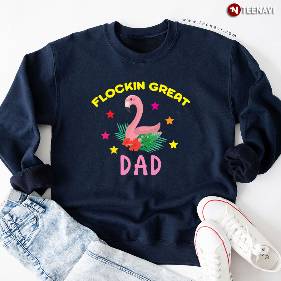 Flockin Great Dad Flamingo Matching Family Sweatshirt