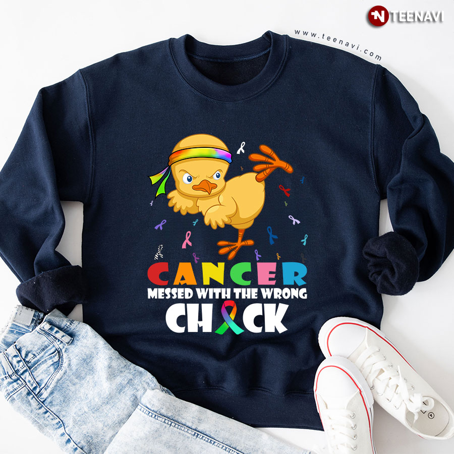 Cancer Messed With The Wrong Chick Ribbons Sweatshirt