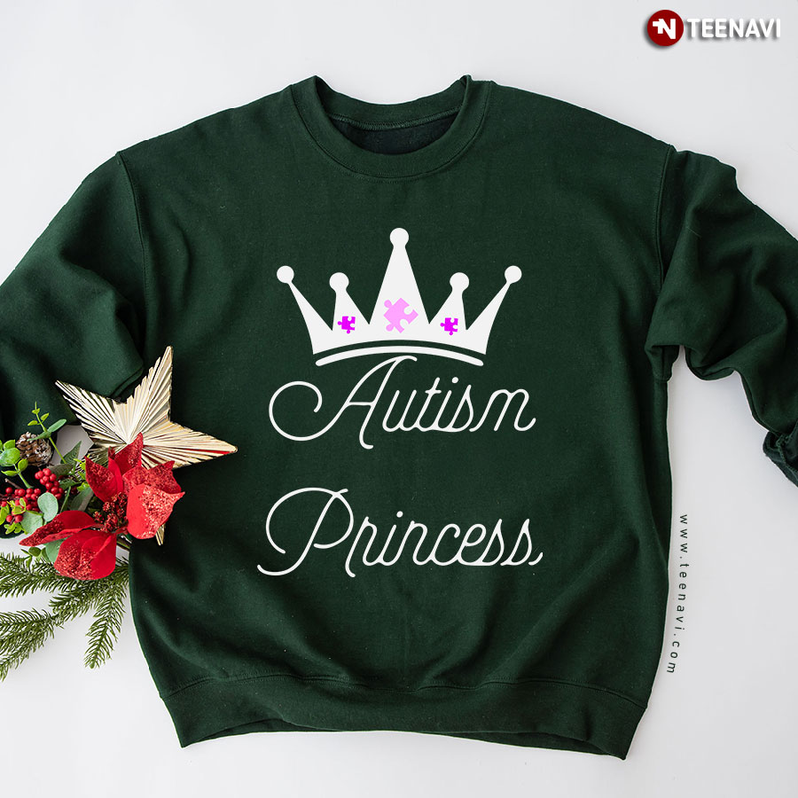 Autism Princess Crown With Autism Puzzle Piece Sweatshirt