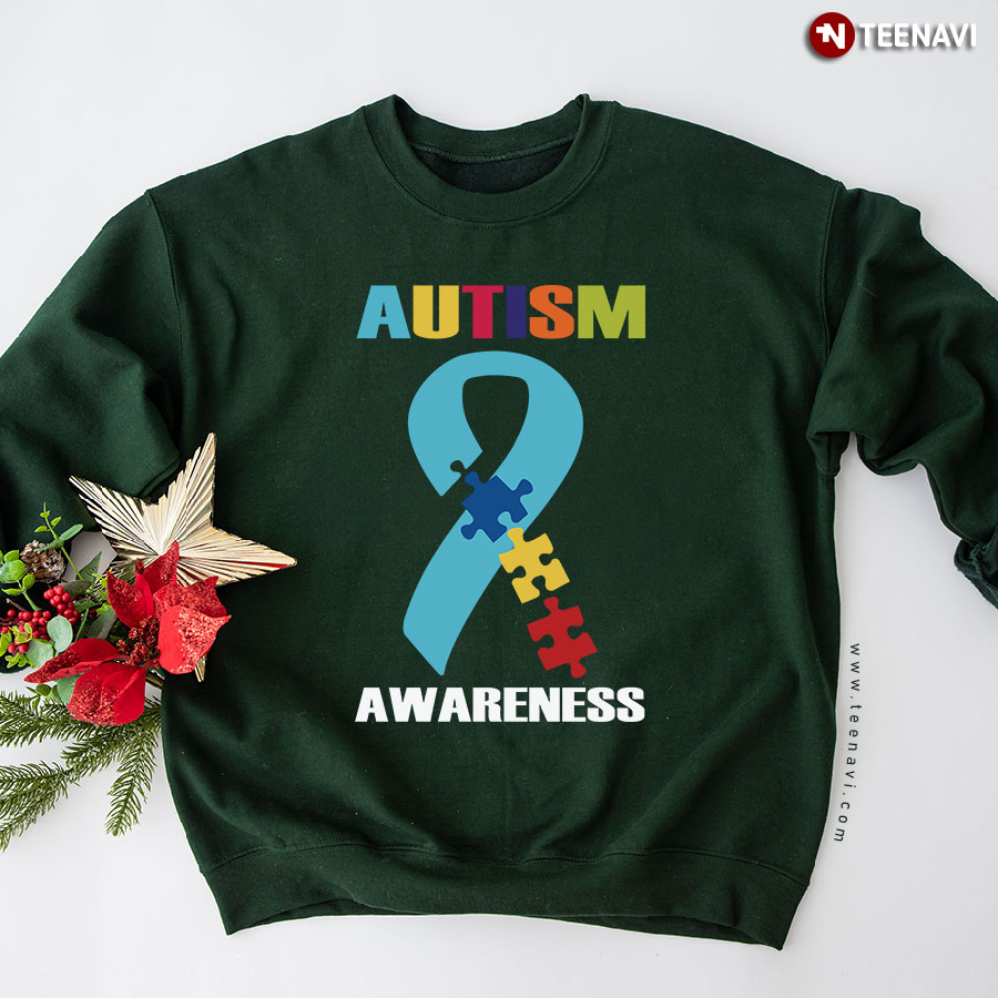 Autism Awareness Autism Support Autism Ribbon Puzzle Piece Sweatshirt