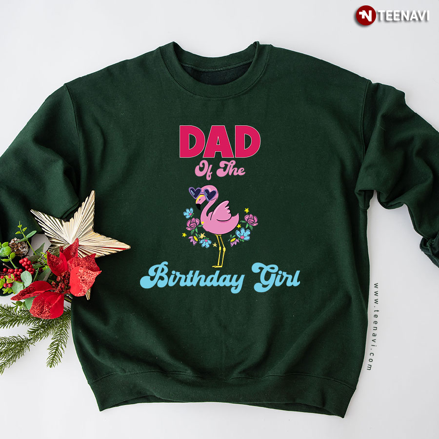 Dad Of The Birthday Girl Cool Flamingo Sweatshirt