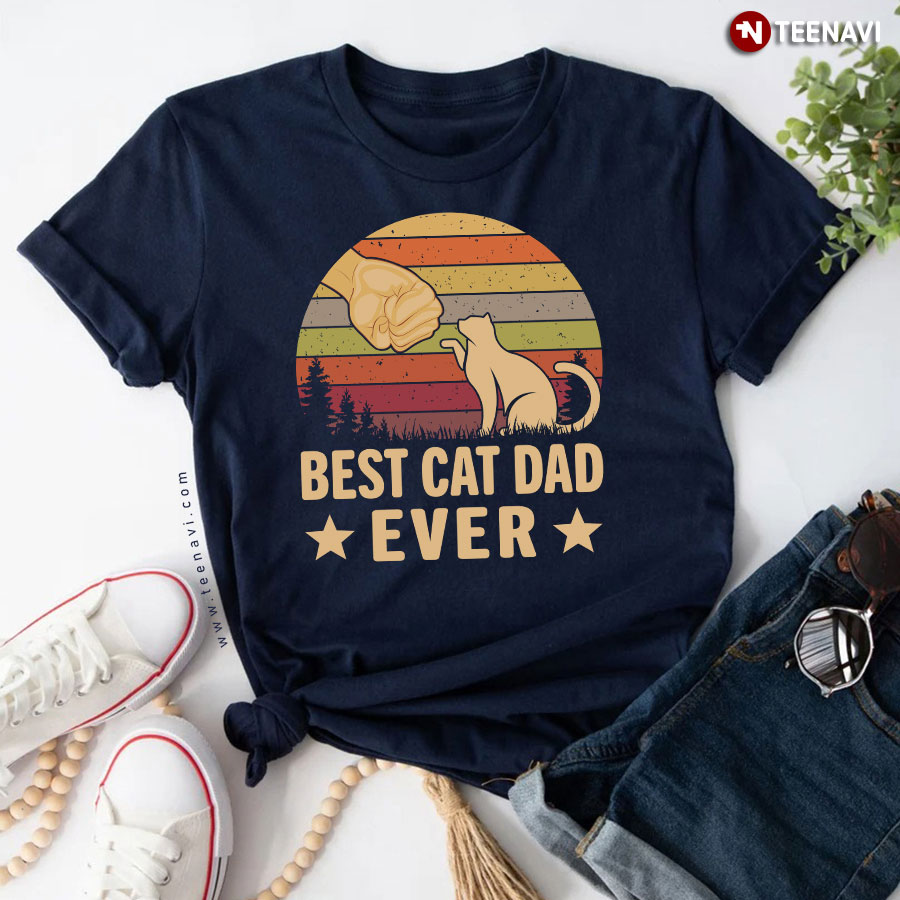 Best Cat Dad Ever Father's Day Vintage T-Shirt