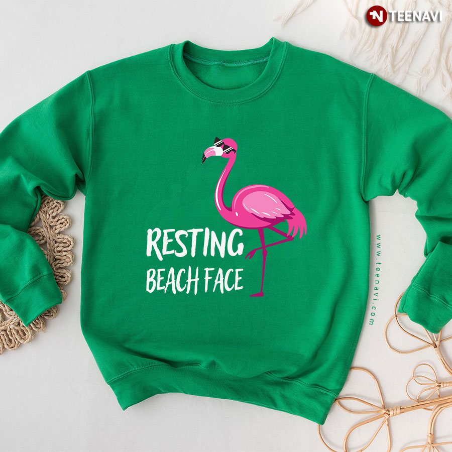 Resting Beach Face Funny Flamingo With Glasses Sweatshirt