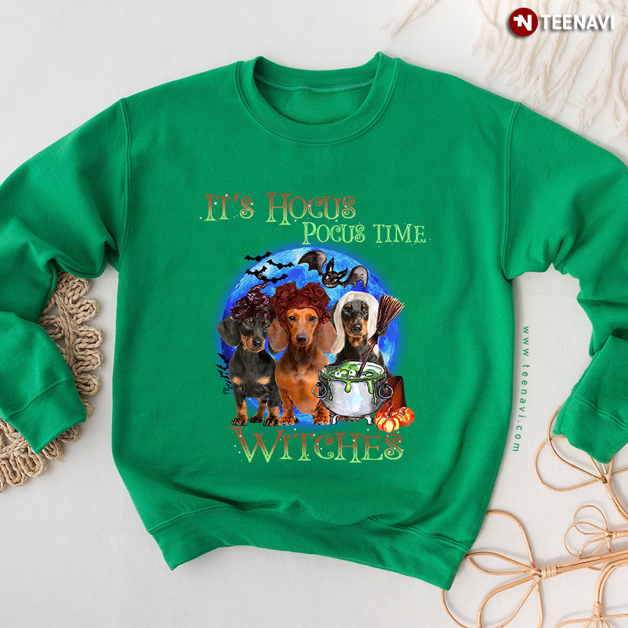 It's Hocus Pocus Time Witches Dachshund Witch Dog Lover Halloween Sweatshirt