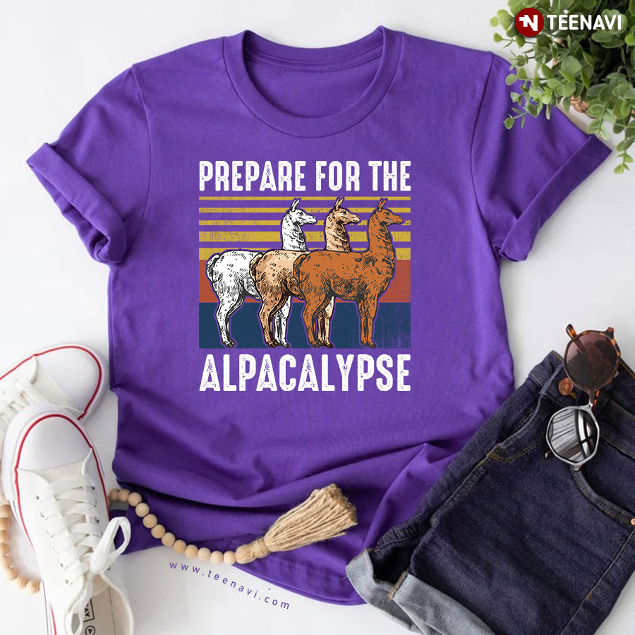Prepare For The Alpacalypse Funny Alpaca Vintage T-Shirt