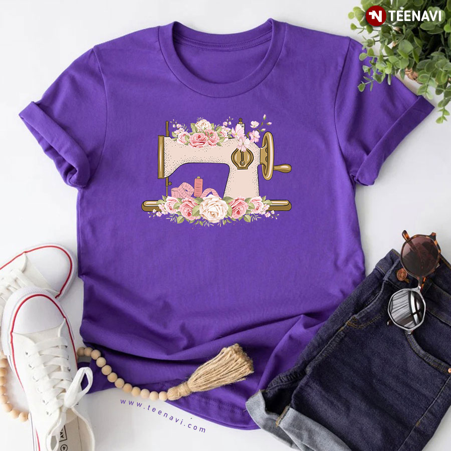 Floral Sewing Machine Sewing Lover T-Shirt