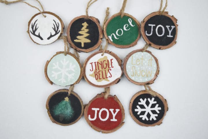 wood slice Christmas ornaments diy making wood slice ornaments