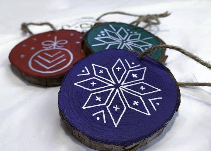 wood slice ornament ideas how to make wood slice ornaments