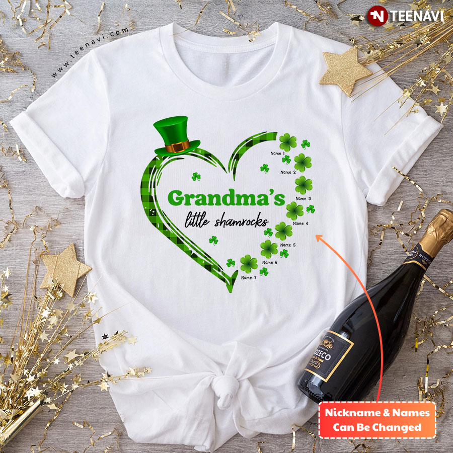 Personalized Grandma's Little Shamrocks St Patrick's Day T-Shirt
