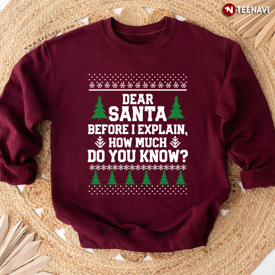 Dear Santa Before I Explain How Much Do You Know Ugly Christmas Sweatshirt