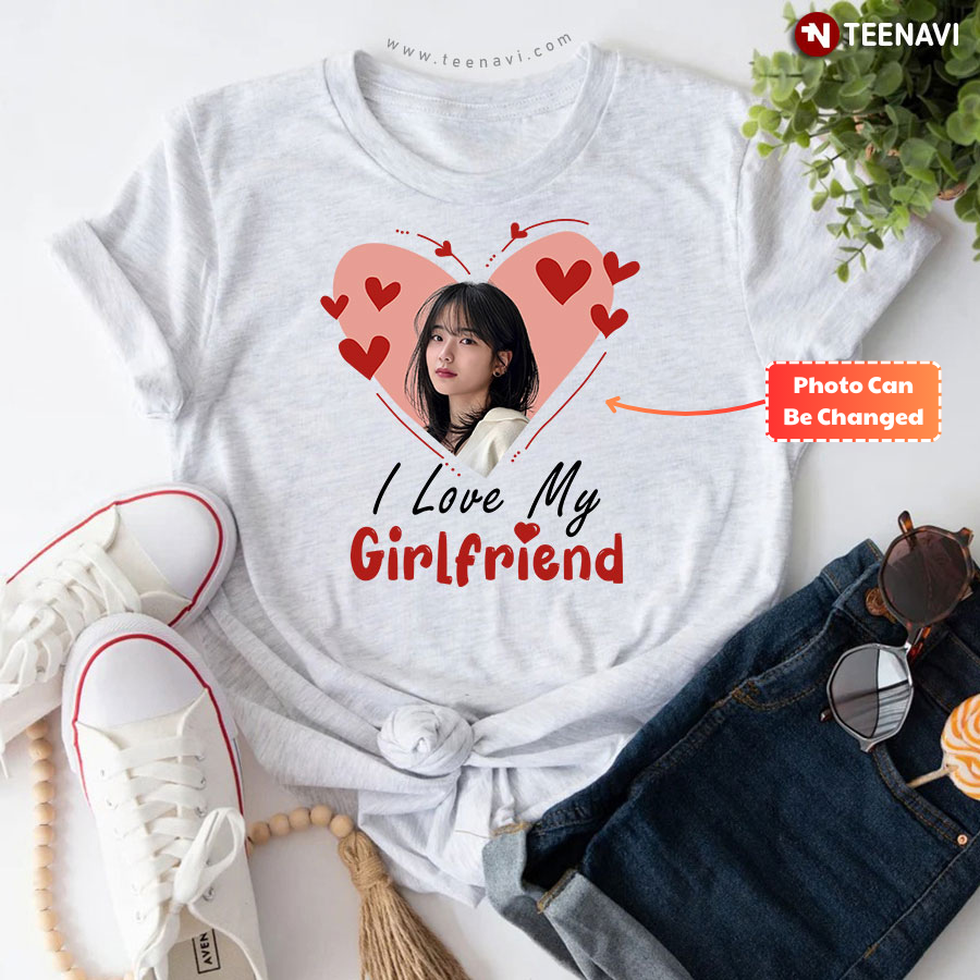 Personalized I Love My Girlfriend Heart Valentine's Day T-Shirt