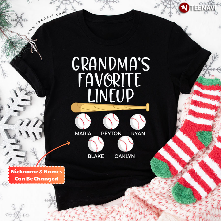 Personalized Grandma's Favorite Lineup Baseball Mother's Day T-Shirt
