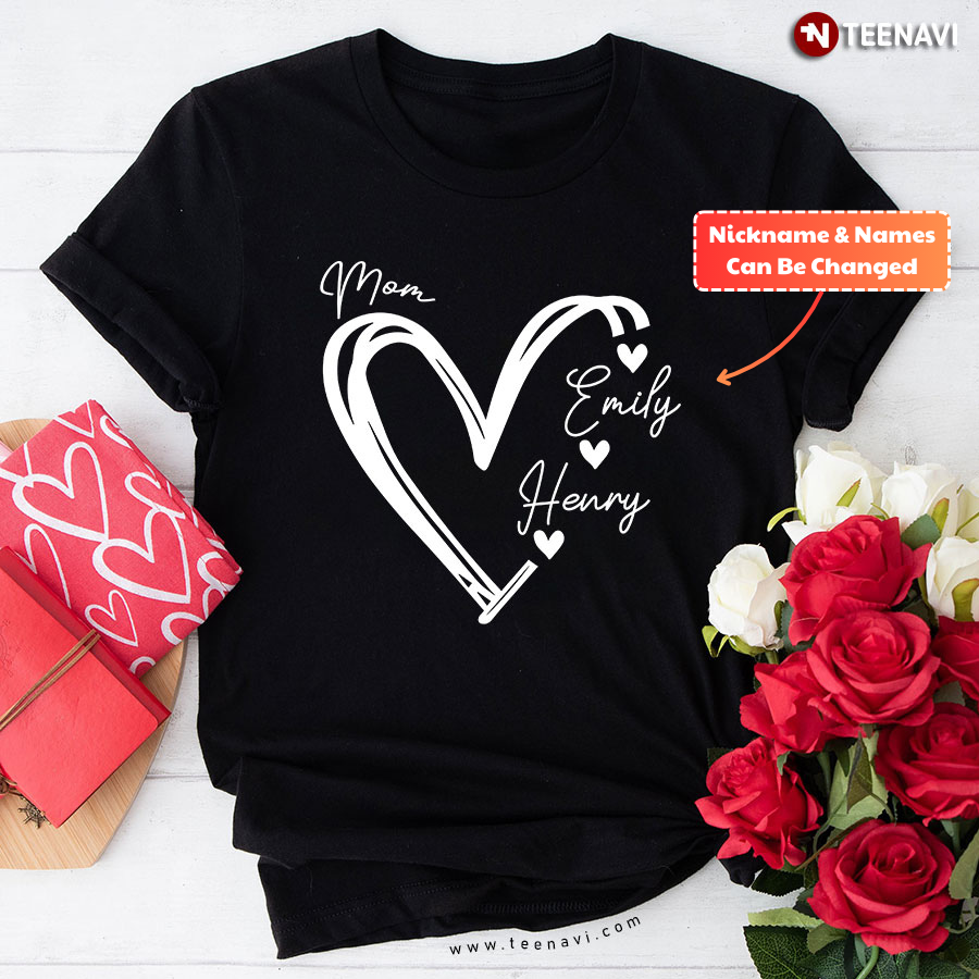 Personalized Mom Heart Mother's Day T-Shirt