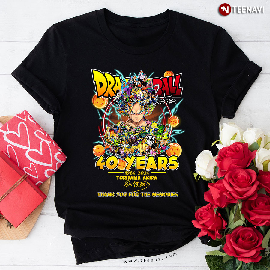 Dragon Ball 40 Years 1984-2024 Toriyama Akira Thank You For Your Memory With Signatures T-Shirt