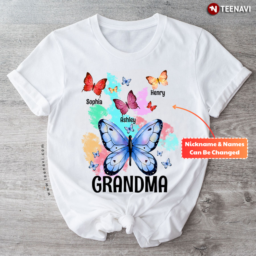 Personalized Grandma Butterfly Mother's Day T-Shirt