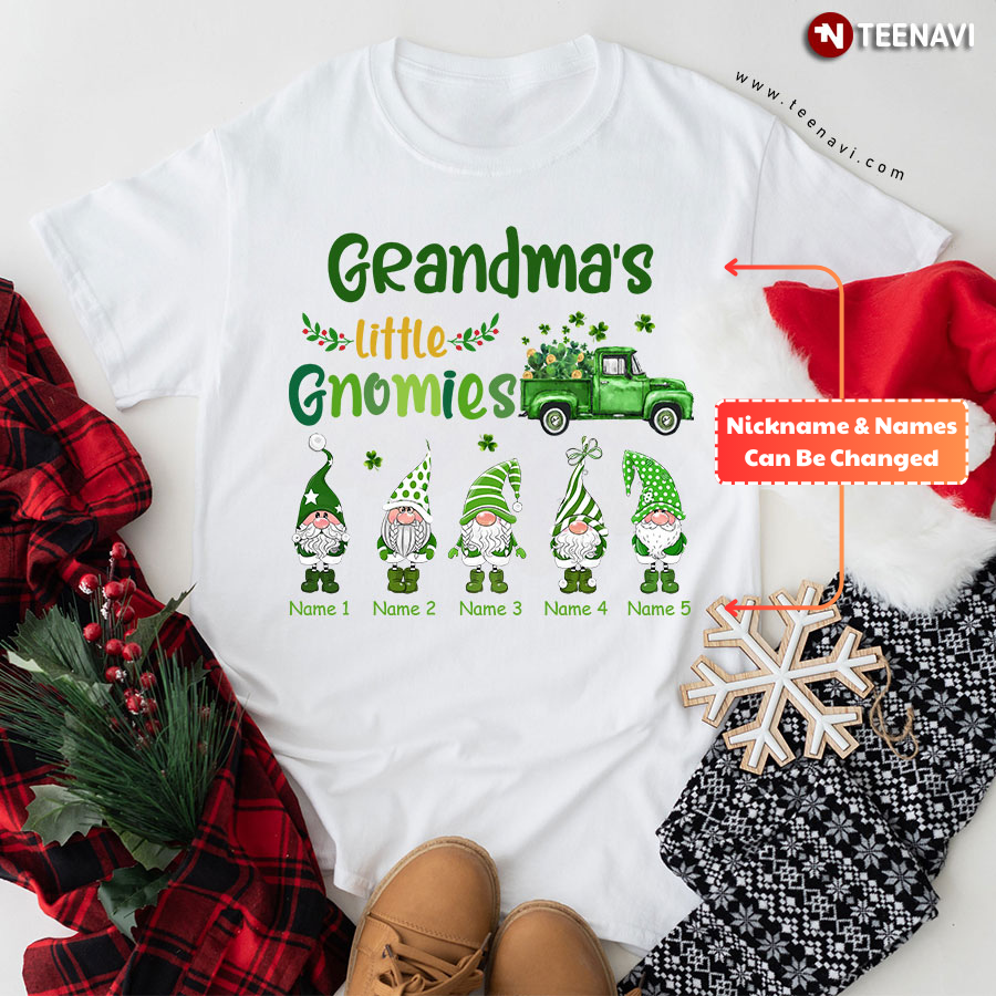 Personalized Grandma's Little Gnomies St Patrick's Day T-Shirt