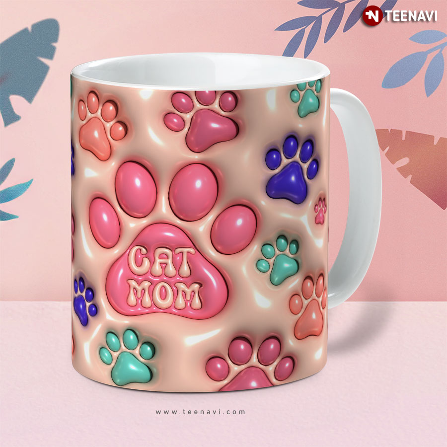 Cat Mom Cat Paws Cat Lover Mother's Day 3D Inflated Mug