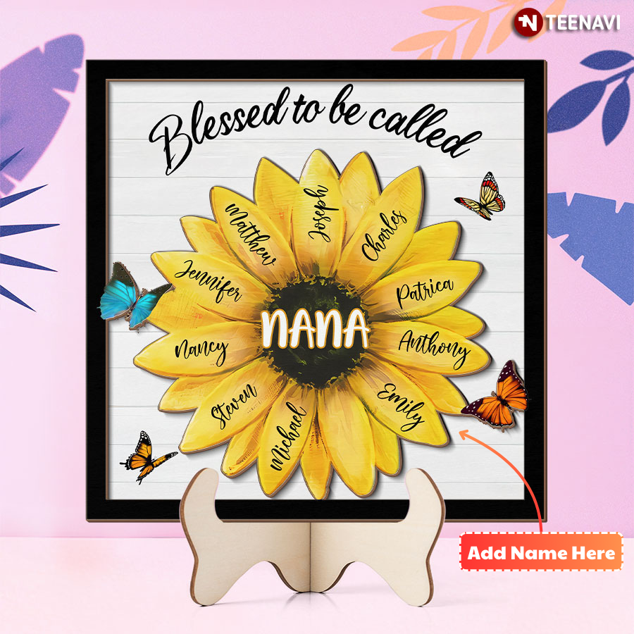 Personalized Blessed To Be Called Nana Mother's Day Sunflower Butterflies Wooden Plaque