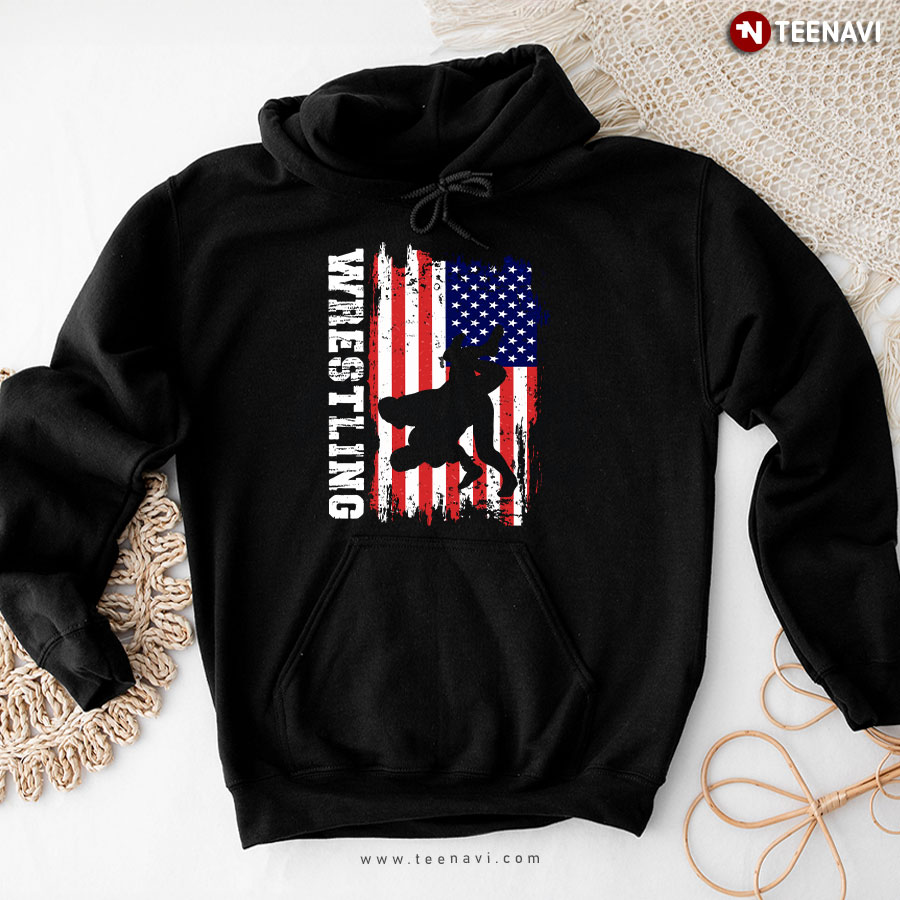 Wrestling American Flag Father's Day Hoodie