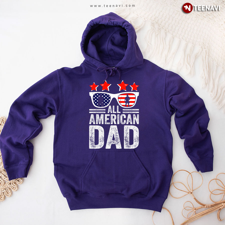 All American Dad American Flag Glasses Father's Day Hoodie
