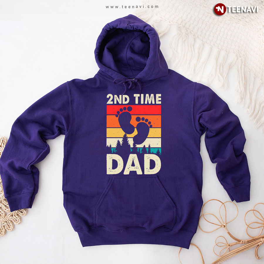 2nd Time Dad Baby Announcement Vintage Father's Day Hoodie