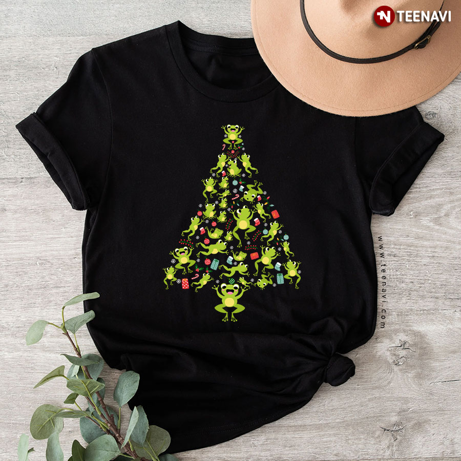Christmas Tree Full of Frogs Merry Christmas T-Shirt