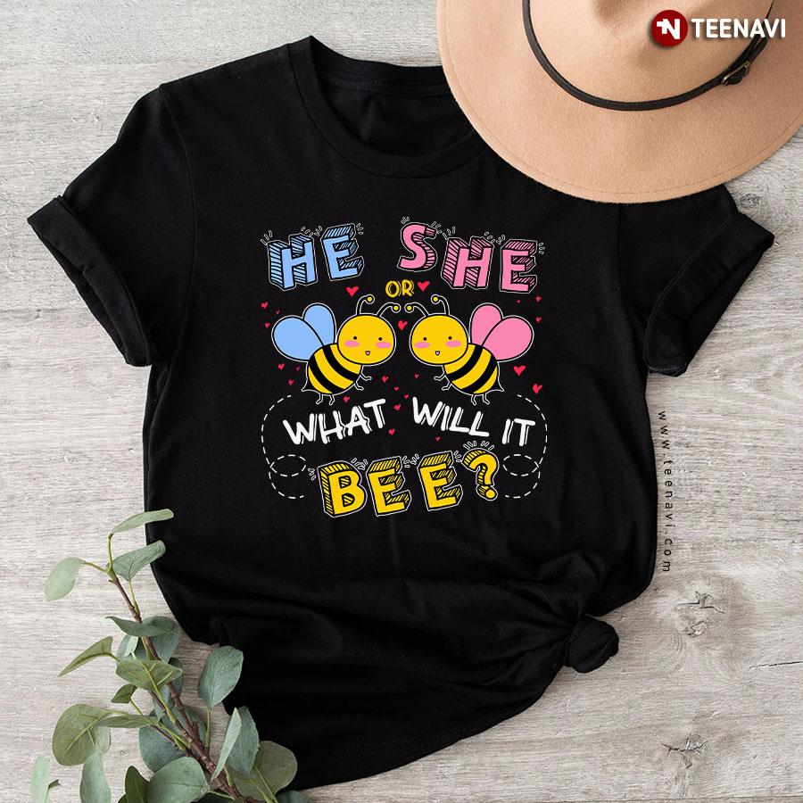 He Or She What Will It Be Baby Shower Gender Reveal T-Shirt