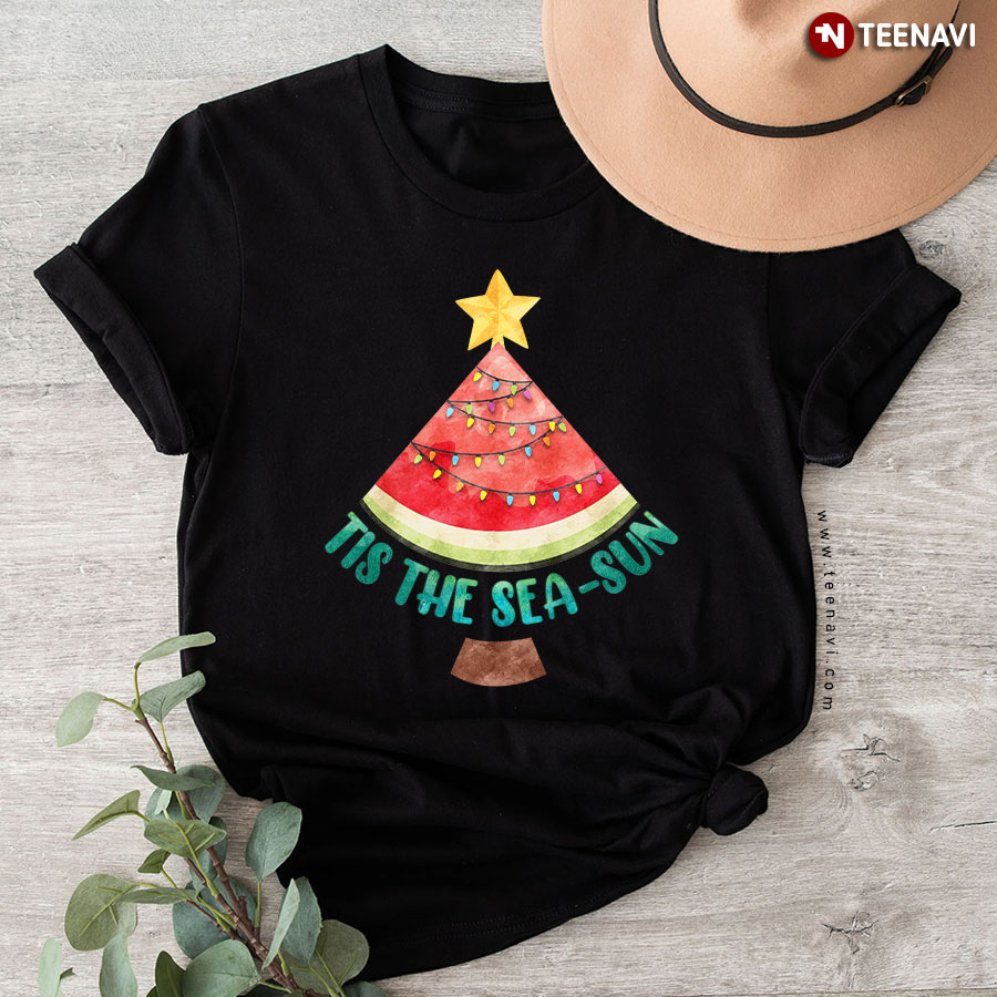 Tis The Sea-sun Watermelon Xmas Tree Merry Christmas T-Shirt