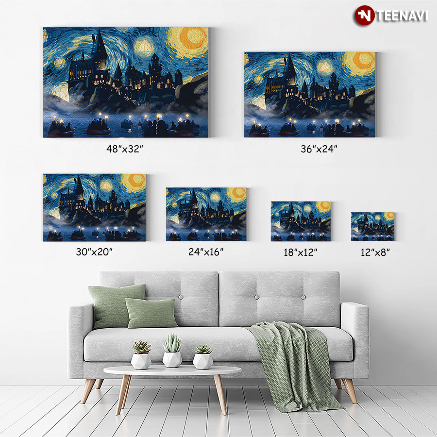 Harry Potter And The Deathly Hallows Hogwarts Castle In The Starry Night Vincent Van Gogh