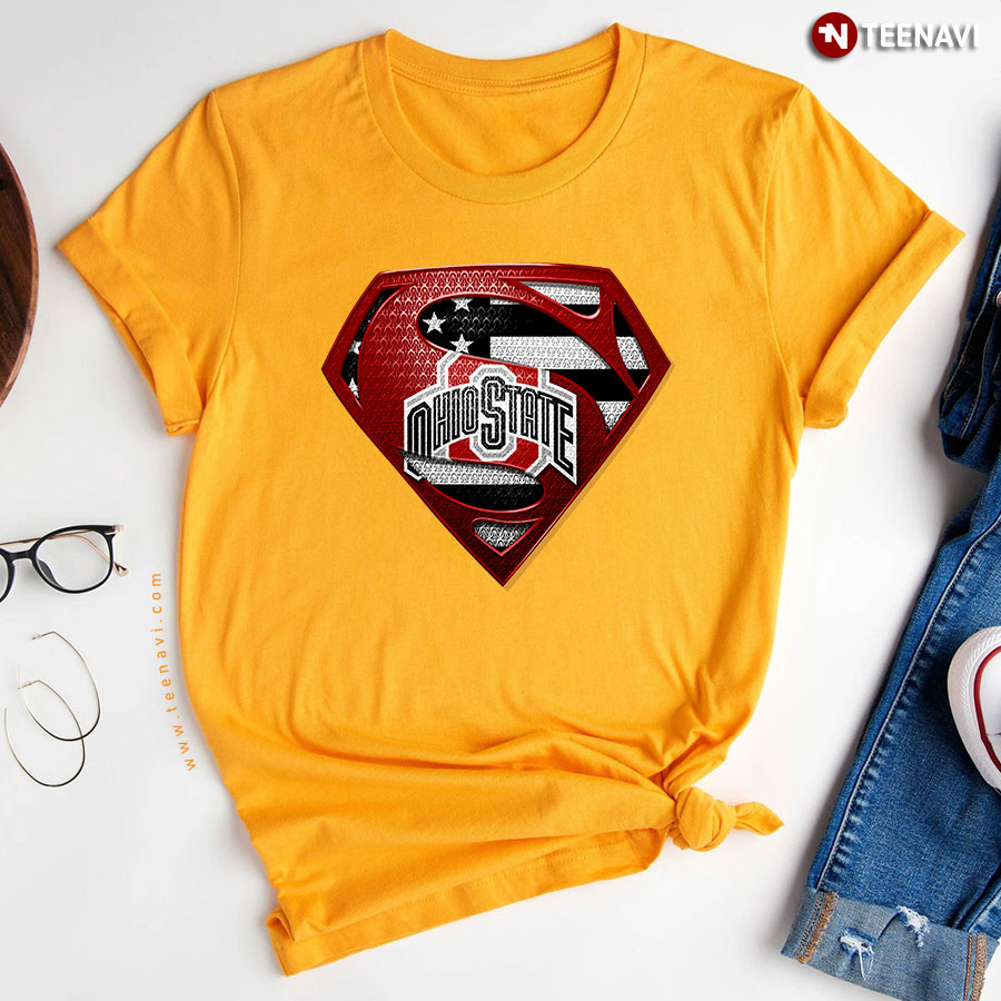 Ohio State Buckeyes Superman American Flag The 4th Of July