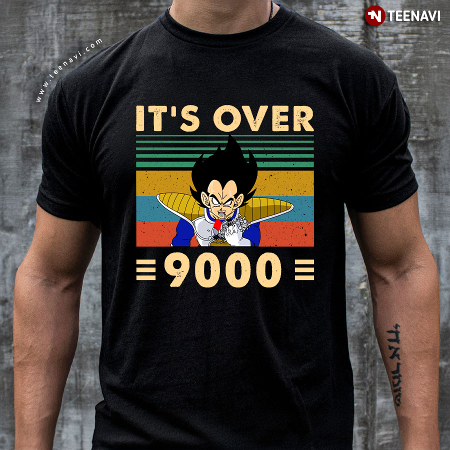 ドラゴンボール、ベジータ、OVER 9000! 、Tシャツ、ネイビー、XL 人気》 ドラゴンボールZ tシャツ ベジータ it's over9000 M